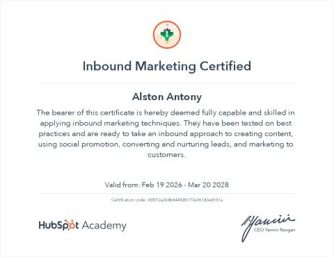 Inbound Marketing certificate by HubSpot Academy