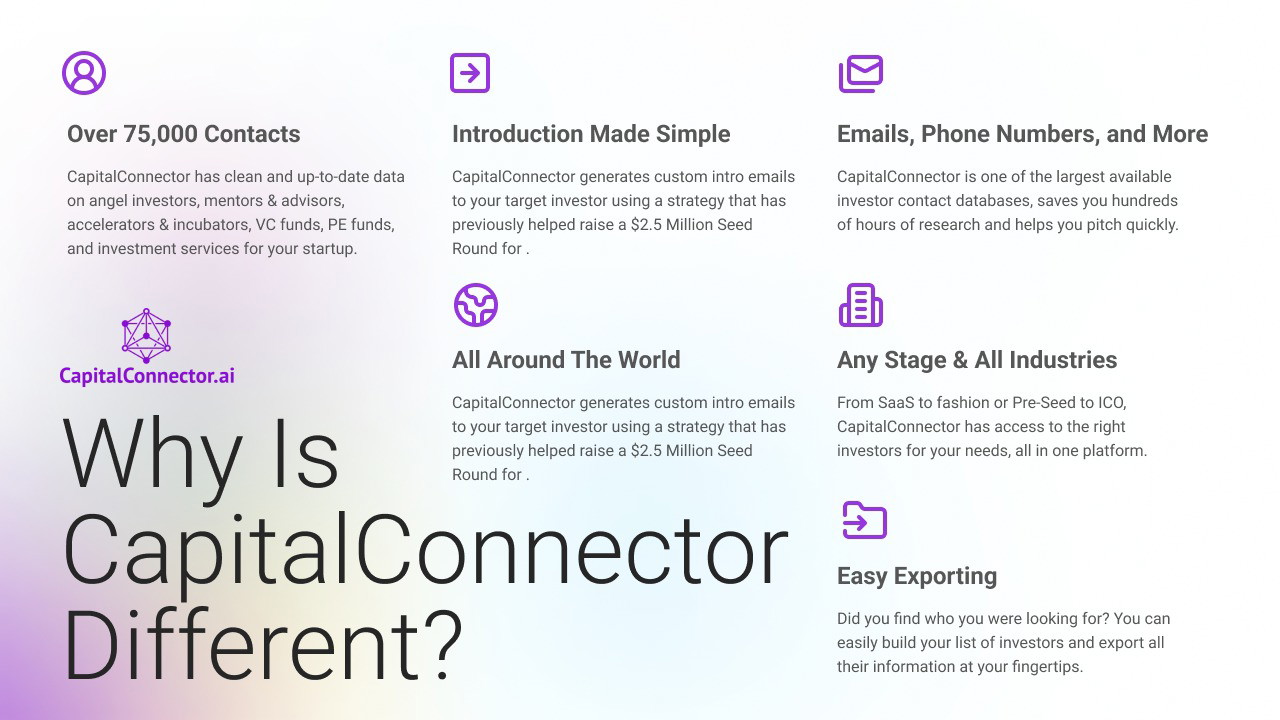 Explore the abundance CapitalConnector.ai can offer.