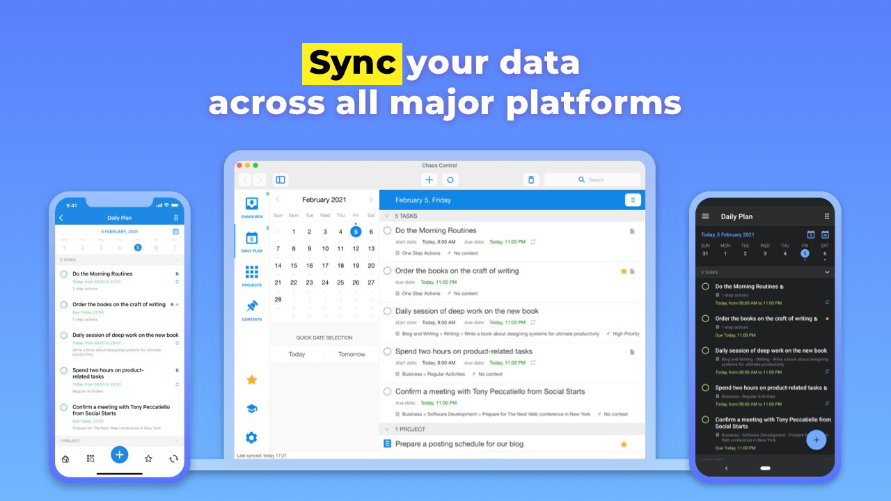 Seamless data synchronization across all devices.
