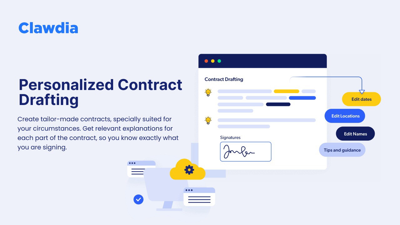 Elevate your contract creation process with Clawdia's personalized drafting feature.