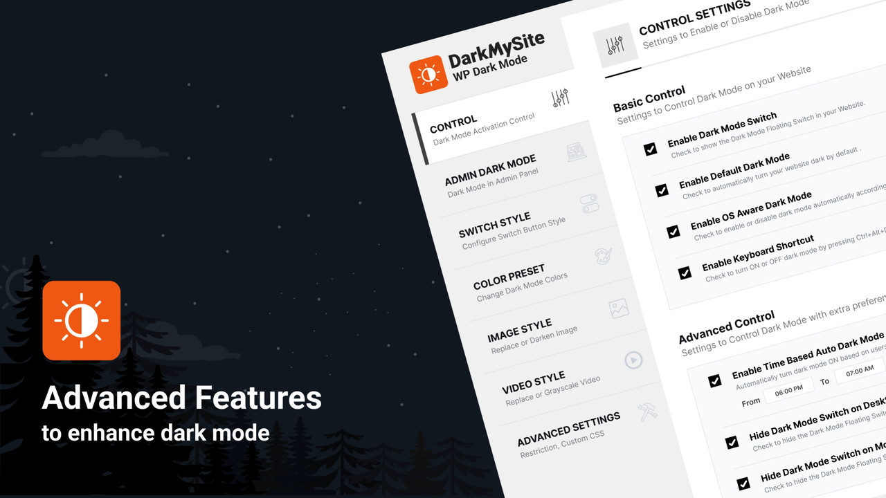 Transform your WordPress site in dark.