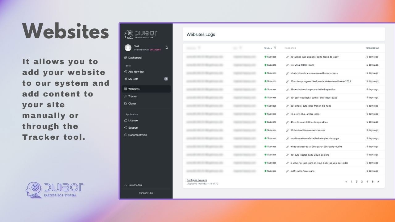 Website and Website added post log
