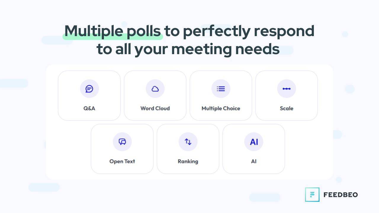 Feedbeo offers several types of polls you can choose from, according to your goals.