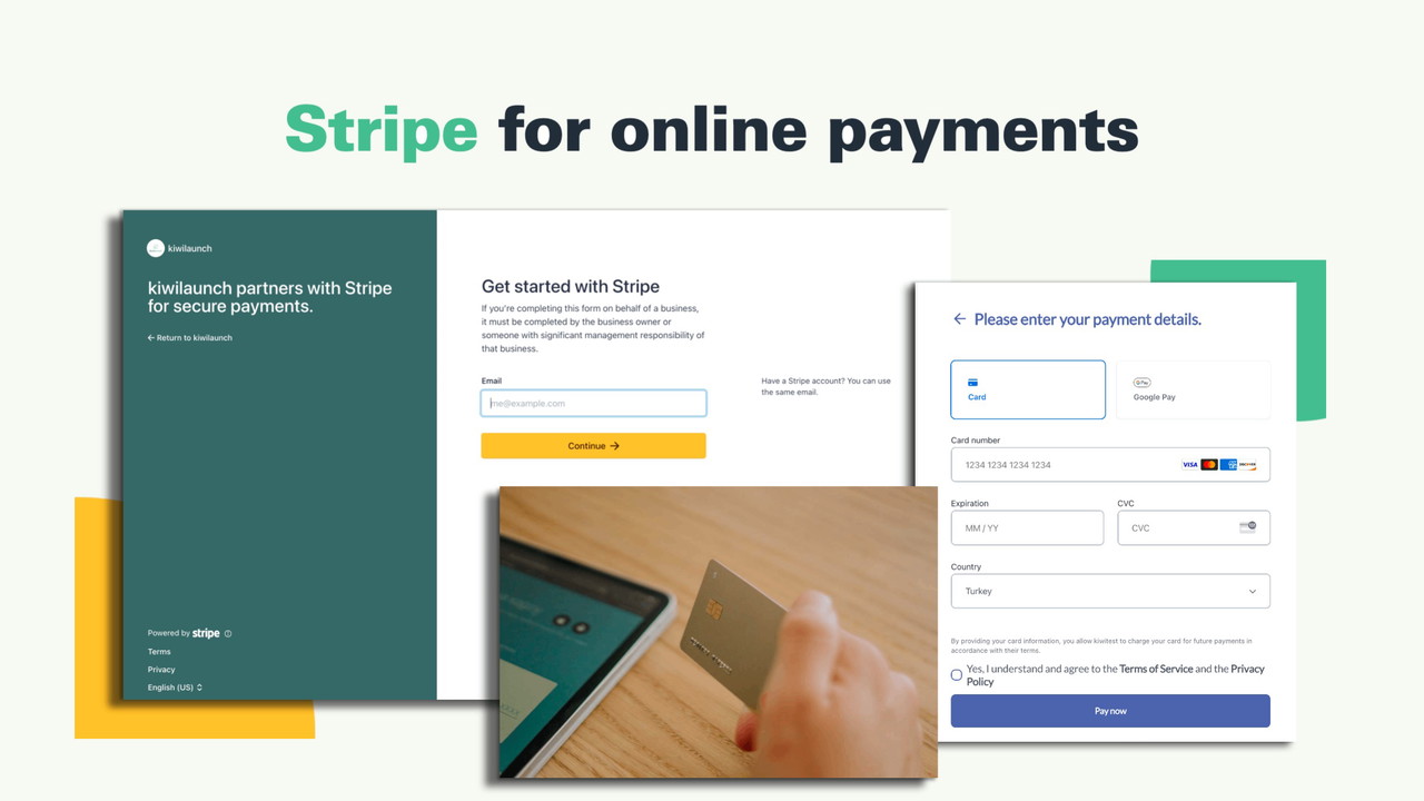 Use your Stripe account to receive payments. (PayPal on the way)