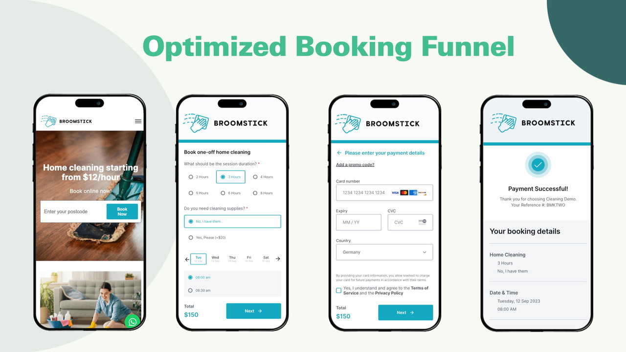 Customizable booking funnel optimized for conversion.
