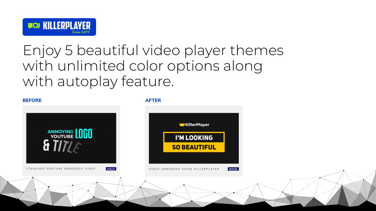 Preview five theme options with custom colors and autoplay support.