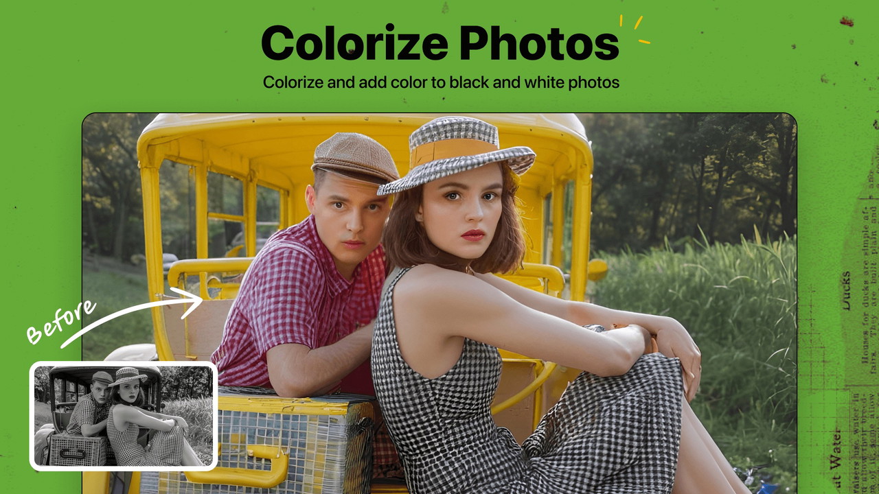 Add nature and correct color to your old and black-white photos.