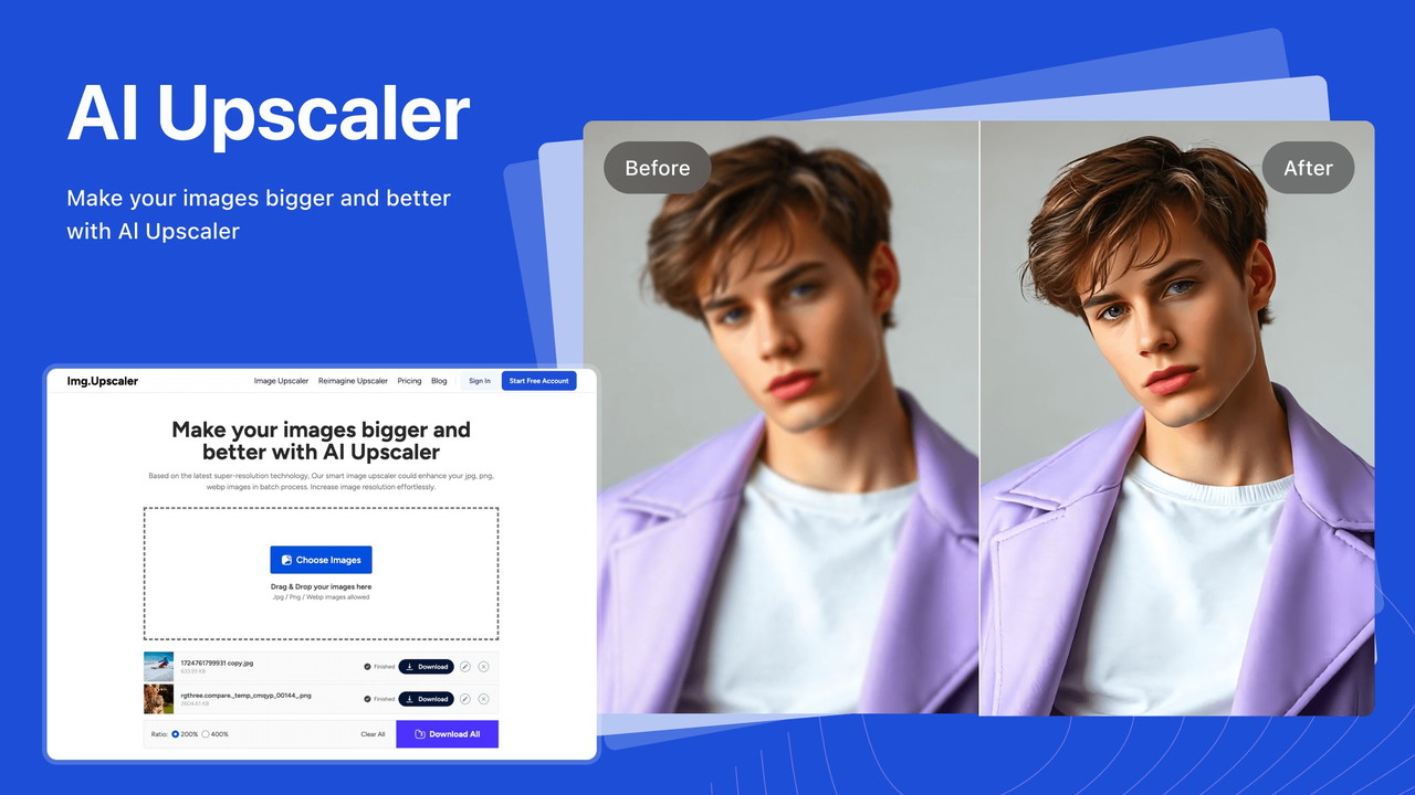AI image upscaler for image enhancement