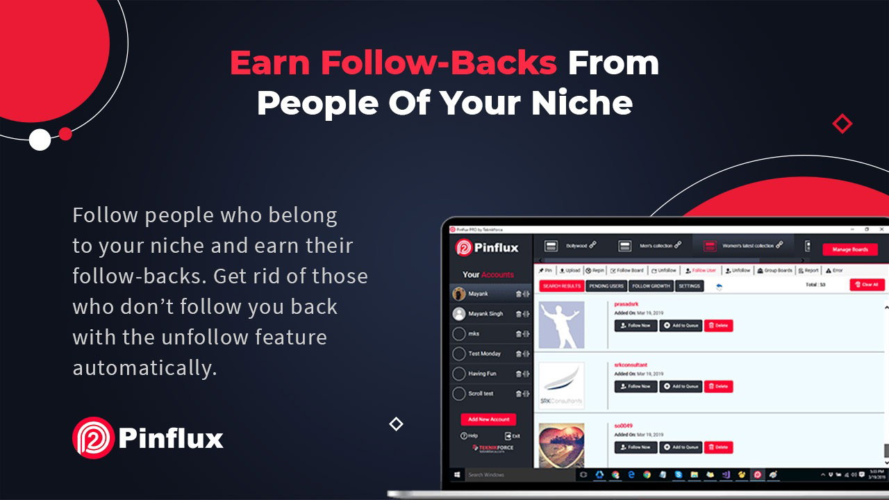 Follow people from your niche & earn follow backs