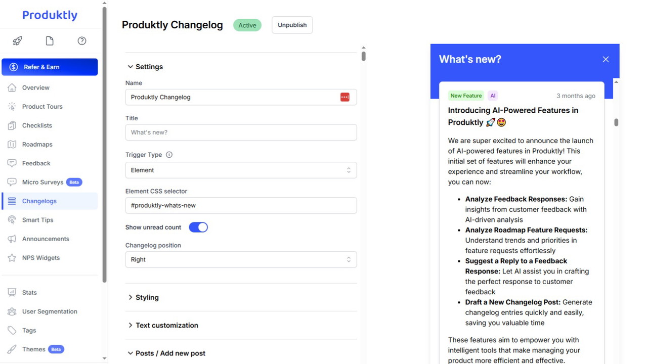 Changelogs are a great way to keep customers informed about new features and create excitement around launches