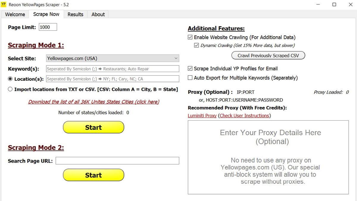 reoon yellow pages scraper screenshot 2