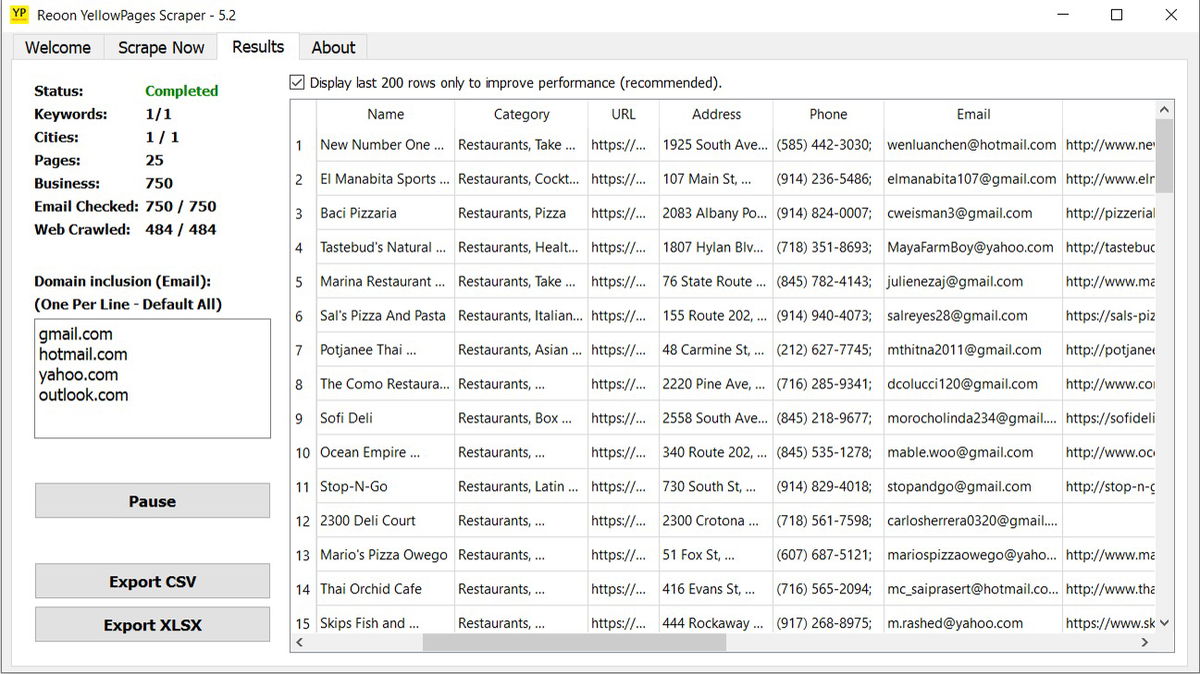 reoon yellow pages scraper screenshot 3