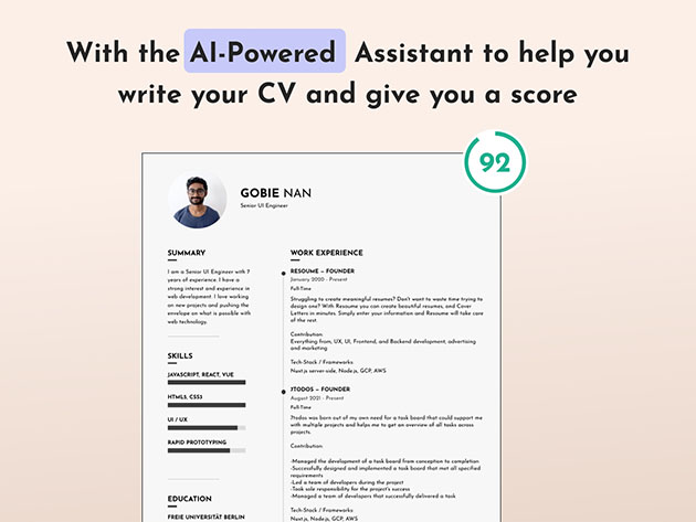 the complete resoume ai assistant resum writer lifetime subscription screenshot 3