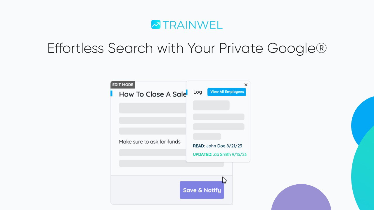 Quickly locate and share resources with Trainwel’s private search feature.