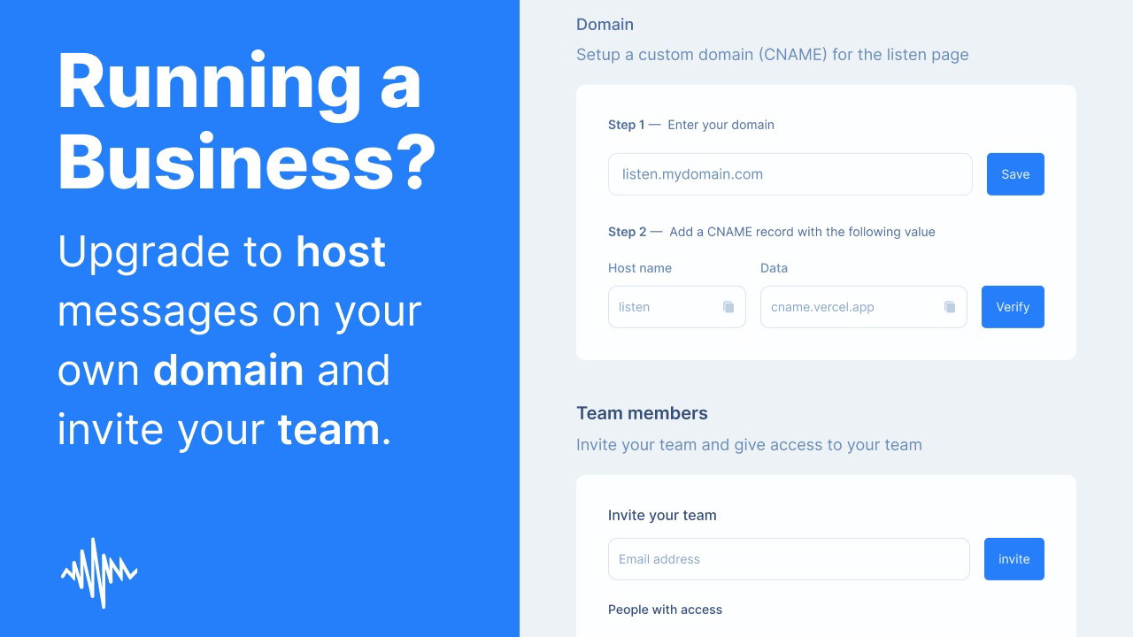 Available from the Plan 2 onwards, you can access most of our business features. Including: