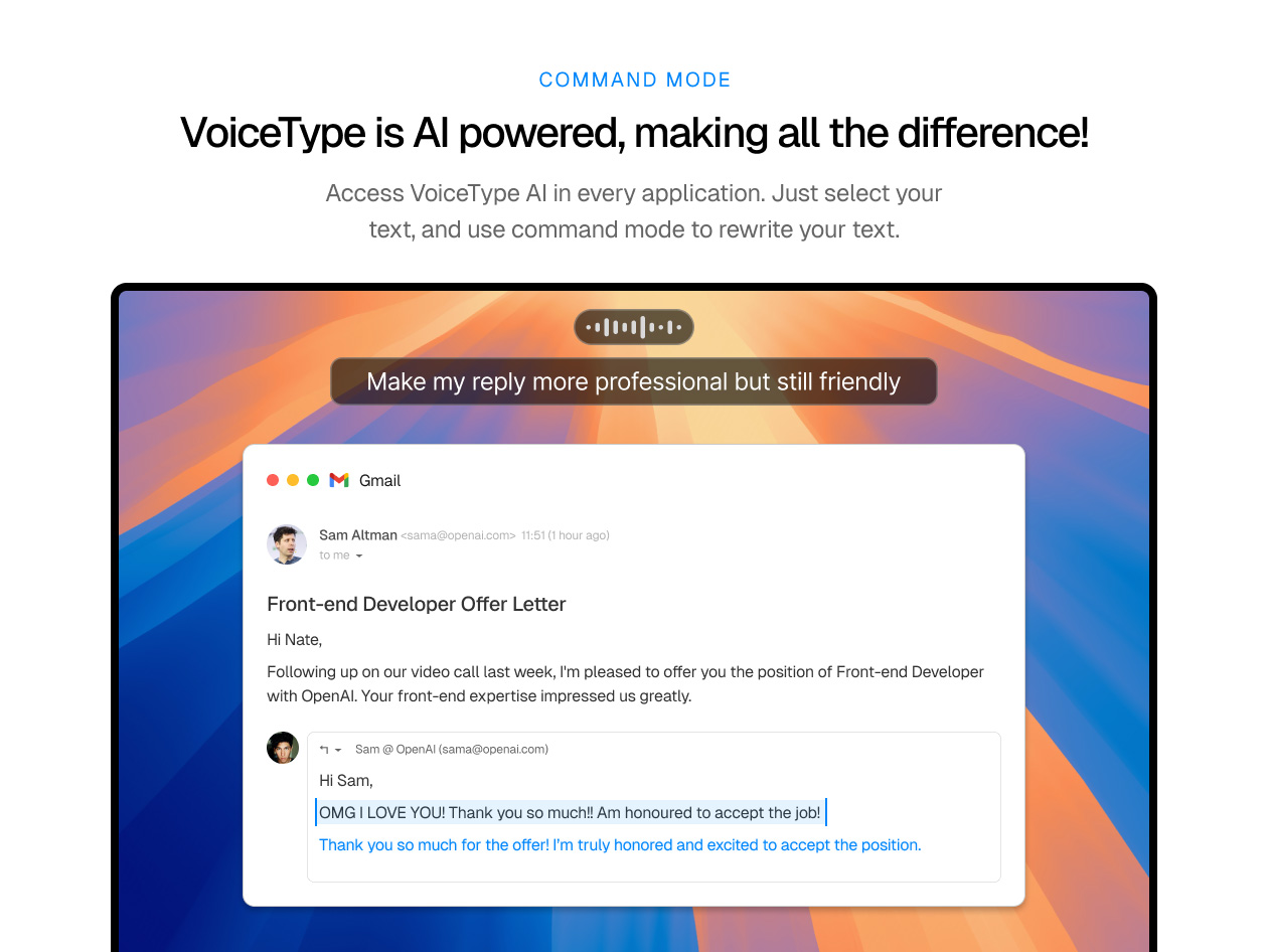voicetype ai voice to text lifetime subscription 5k words month screenshot 4