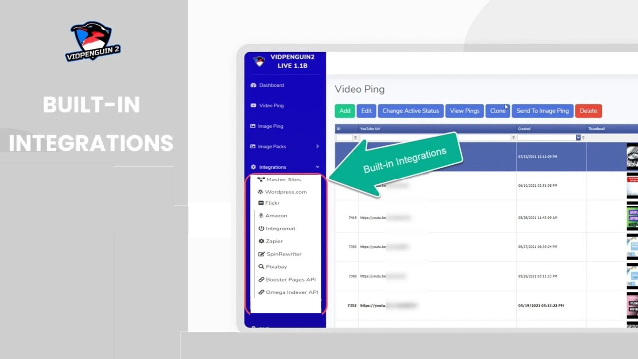 VidPenguin 2 built-in integrations
