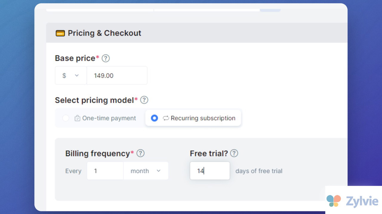 Sell one-time products, subscription products, free products, "pay what you want," "rent to own" payment model, etc.