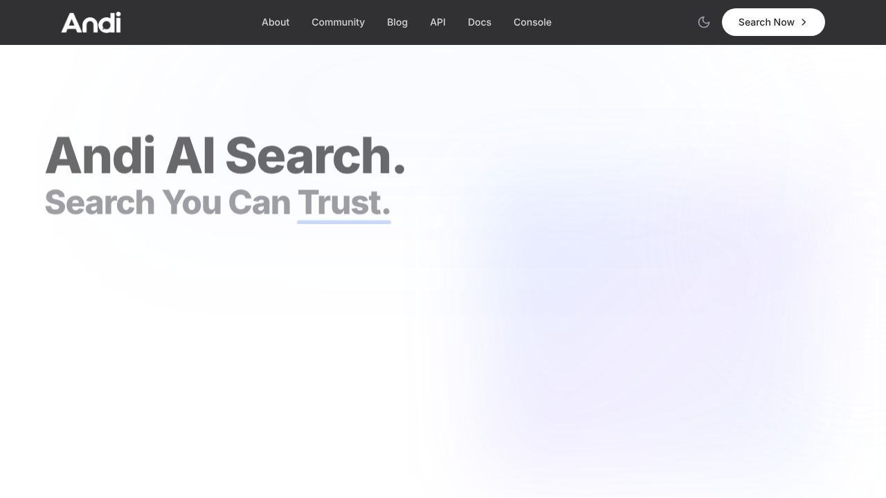 Andi AI Search interface, a ChatGPT alternative for private, ad-free web search