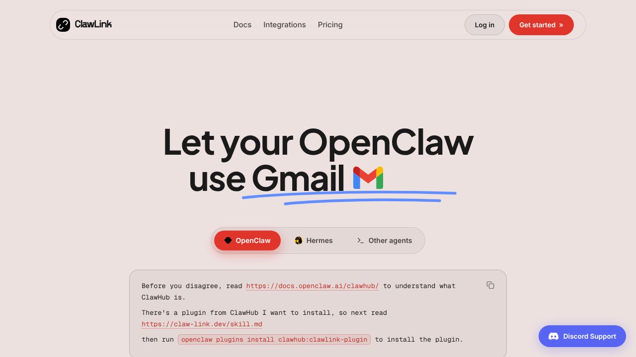 ClawLink homepage screenshot