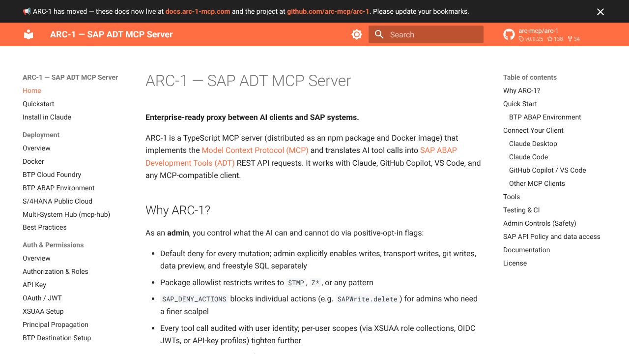 ARC-1 homepage screenshot