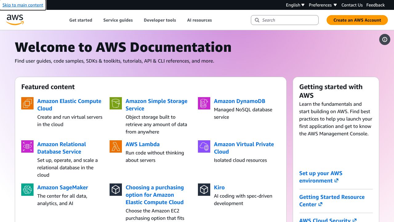 AWS MCP Server homepage screenshot