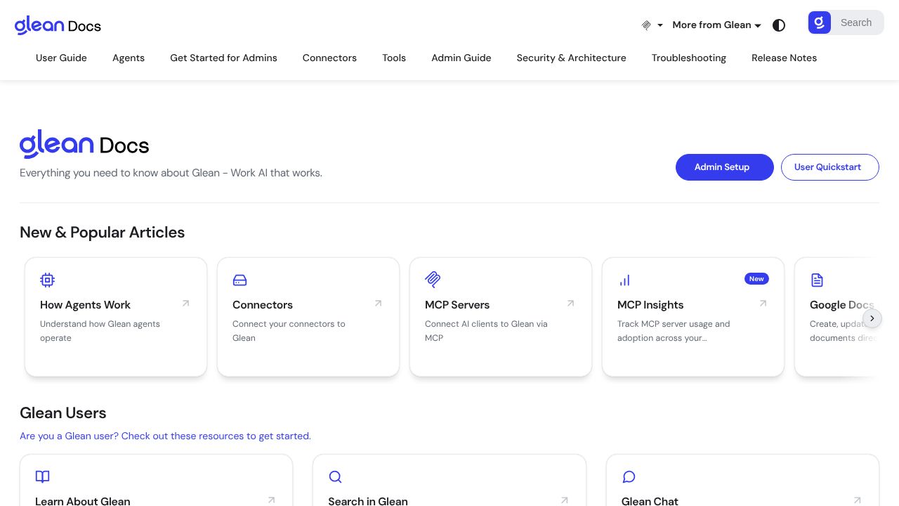 Glean Remote MCP Server homepage screenshot