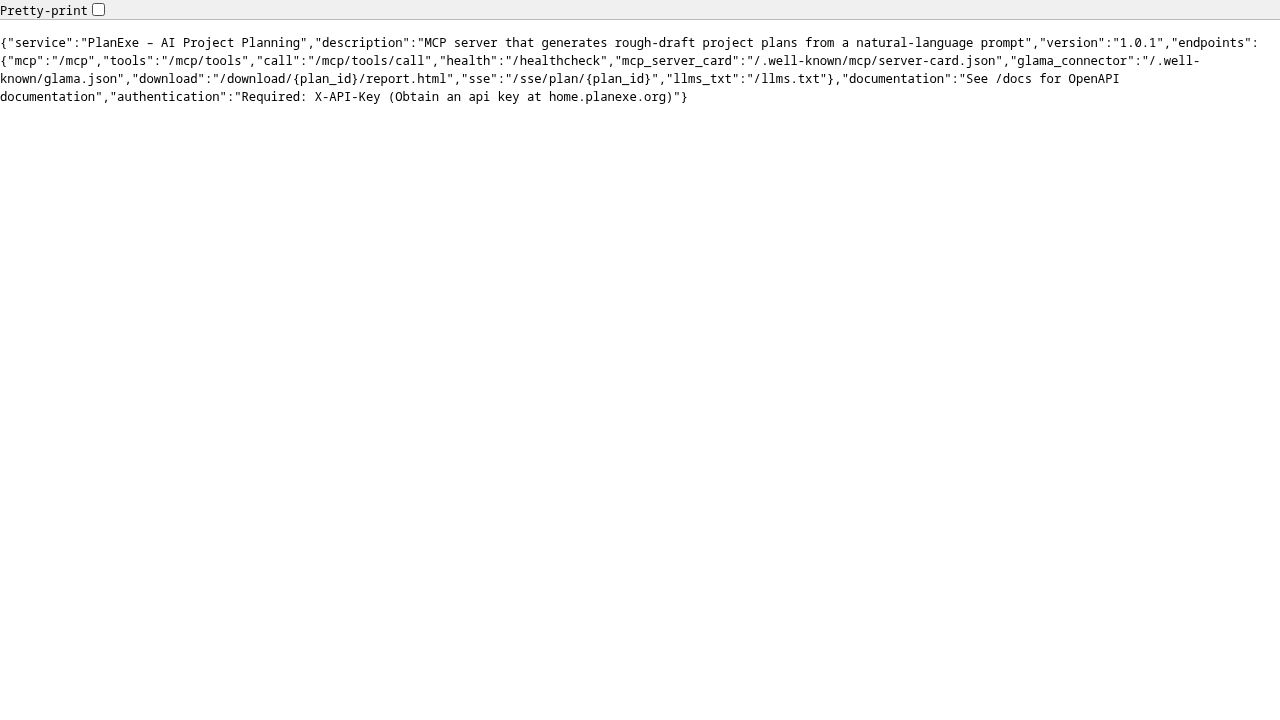 PlanExe homepage screenshot