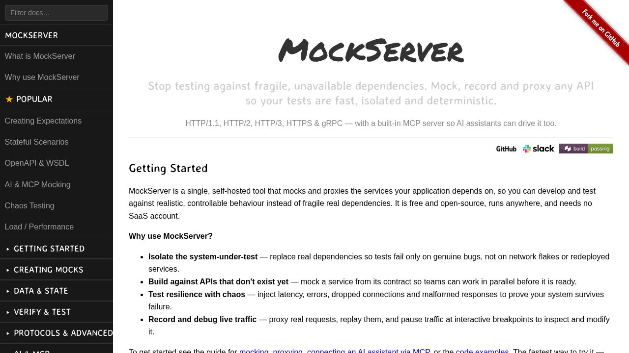 mockserver homepage screenshot