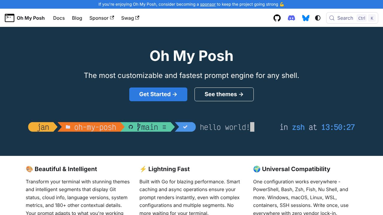 Oh My Posh Validator homepage screenshot