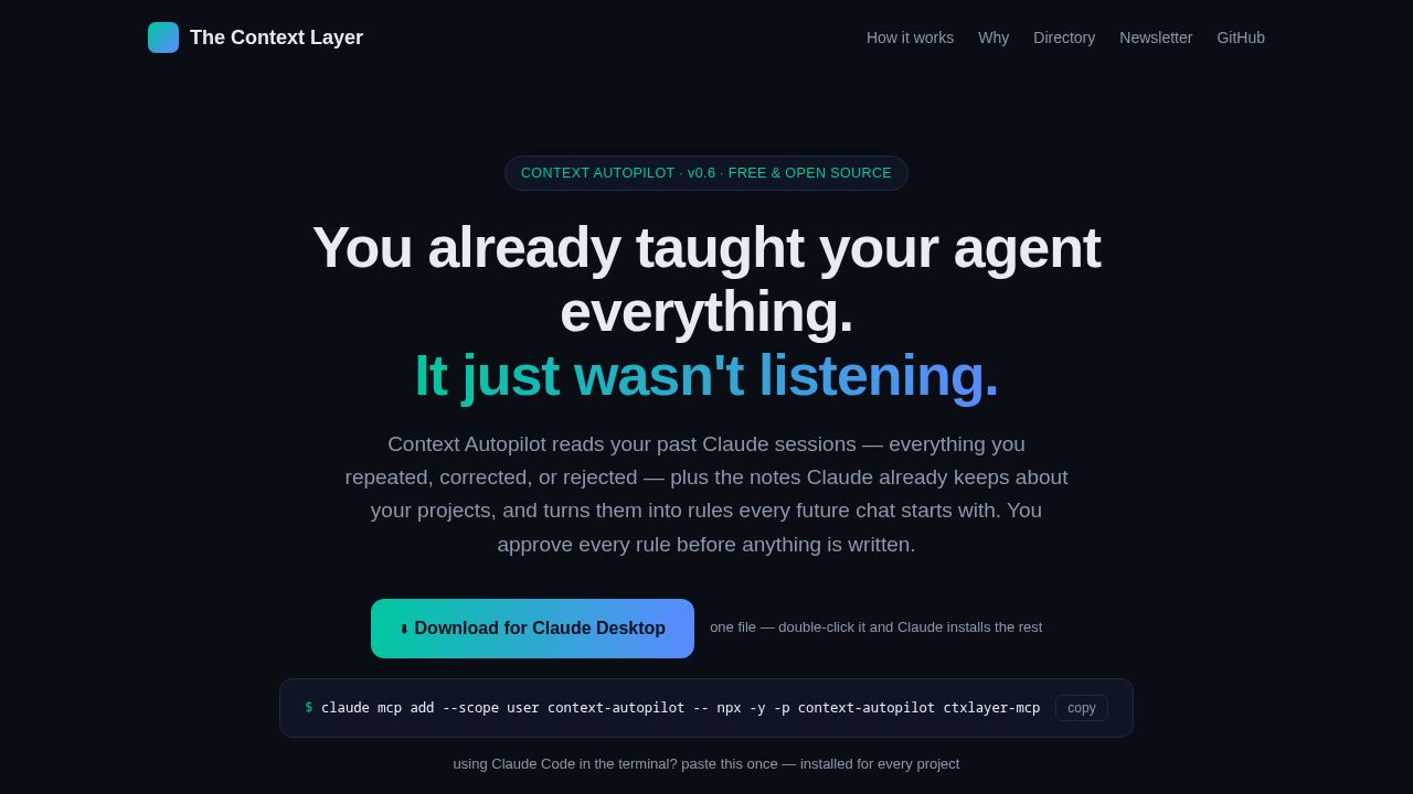 context-autopilot homepage screenshot