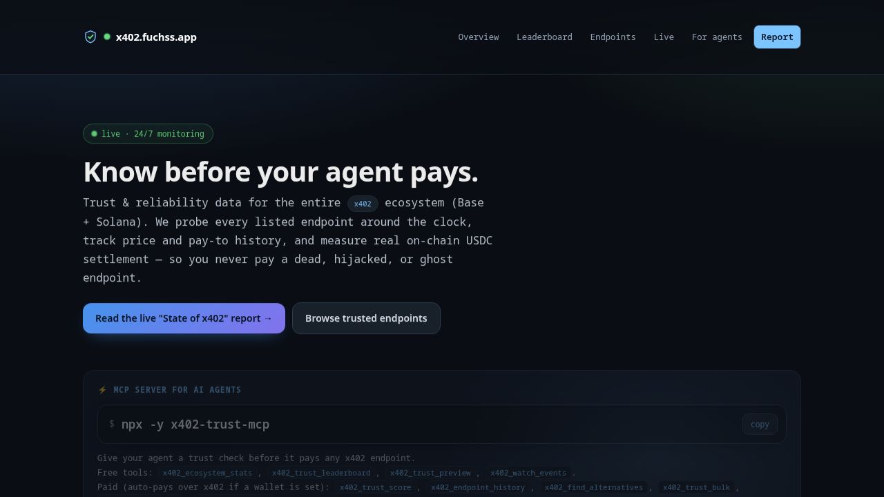 x402-trust-mcp homepage screenshot
