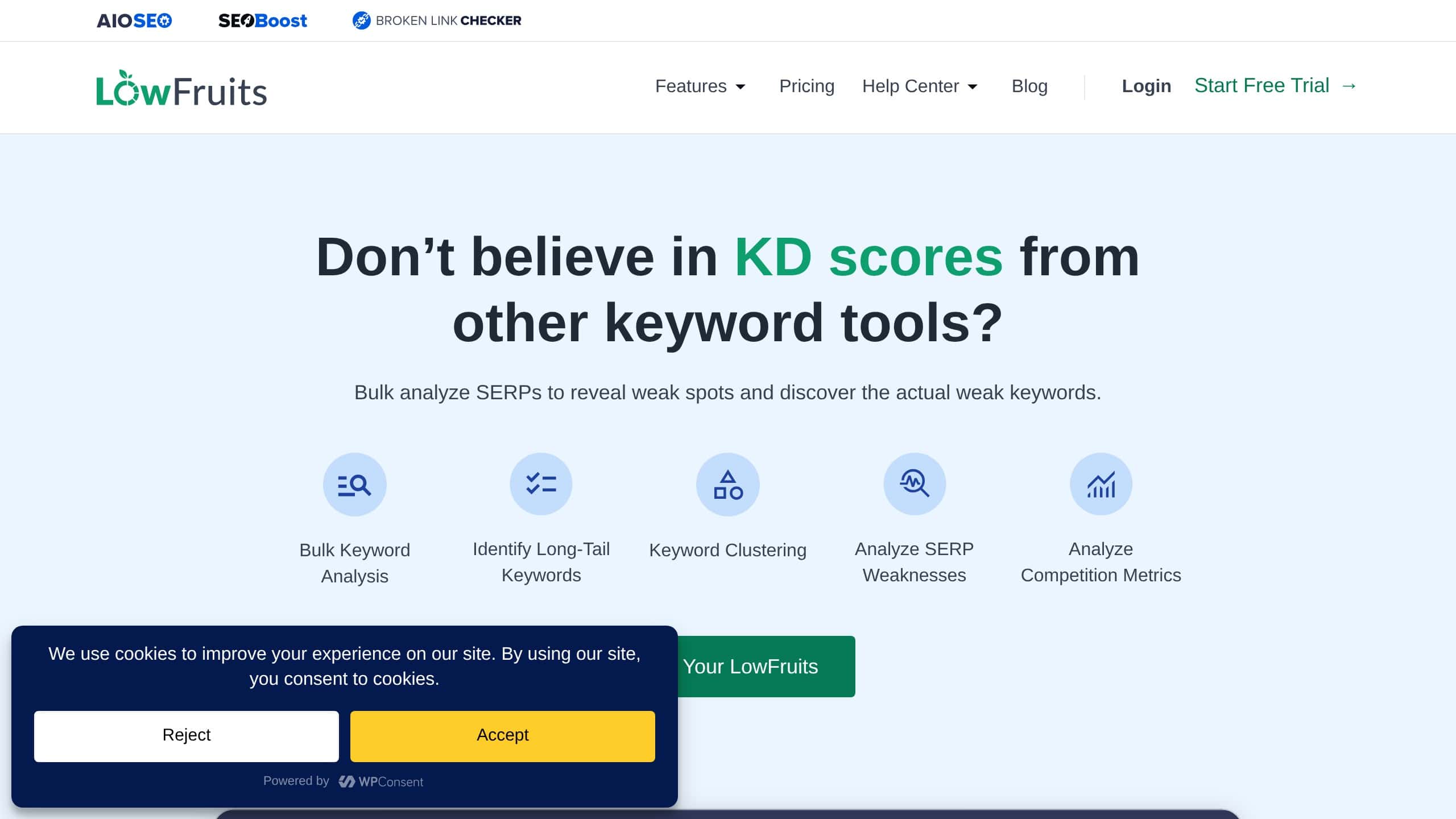 LowFruits keyword research tool for low-competition keywords