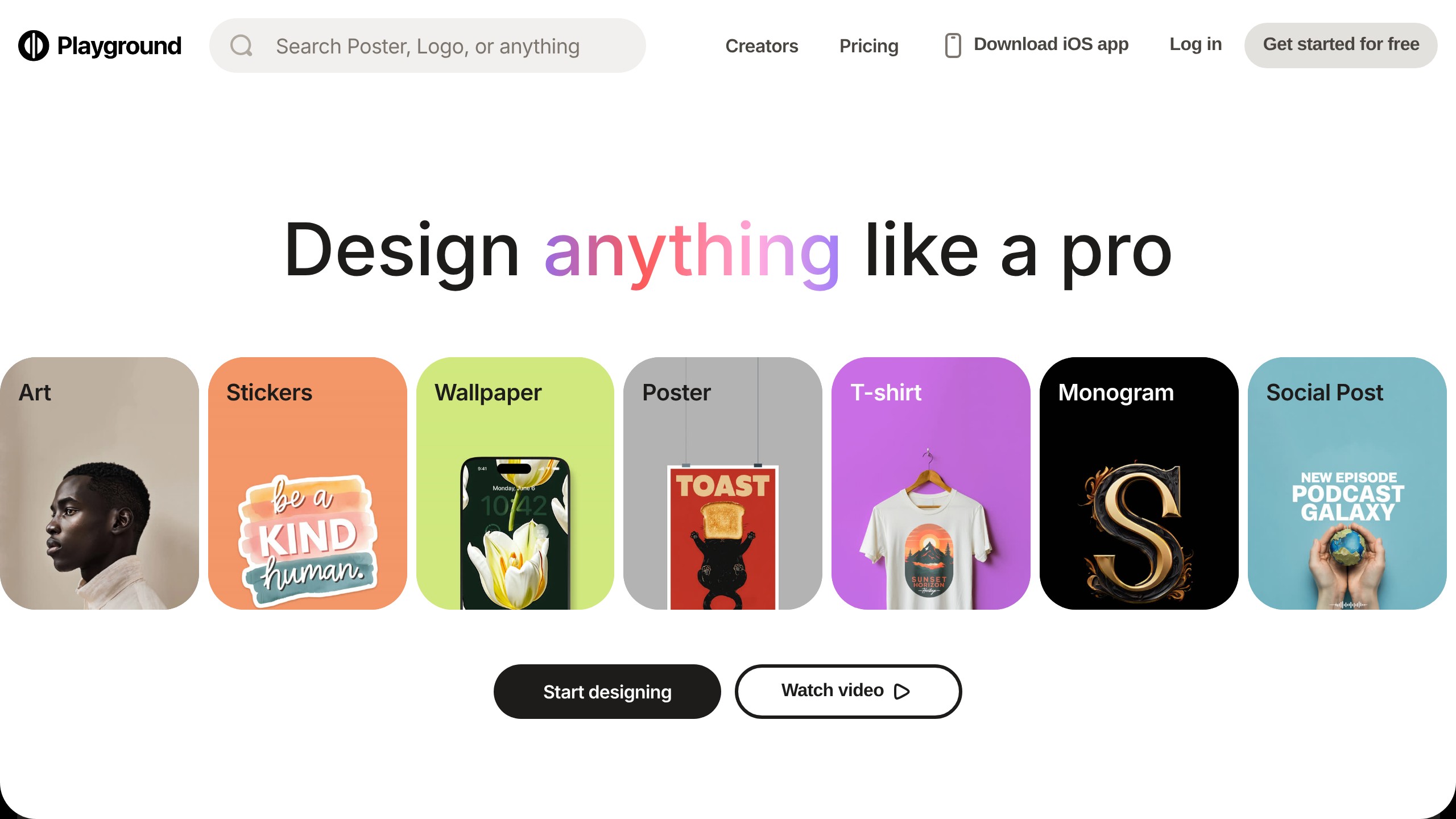 Playground AI homepage with template-based image generation