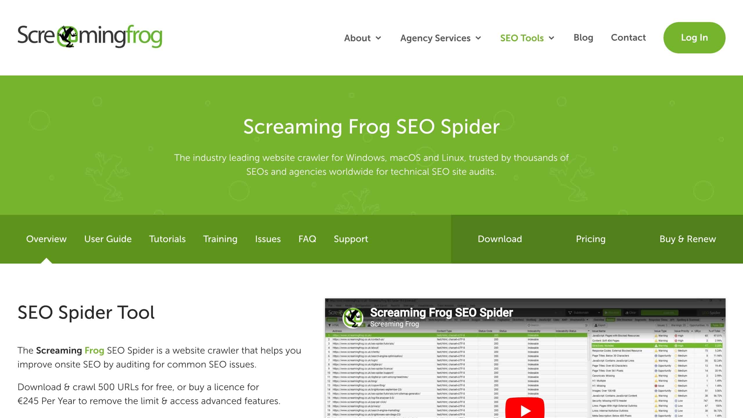Screaming Frog SEO Spider technical audit tool