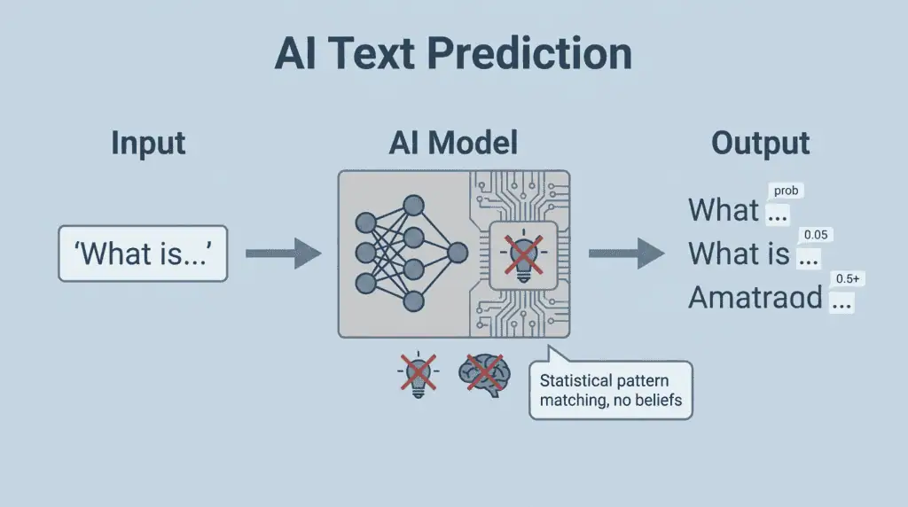 AI predicts text and holds no beliefs