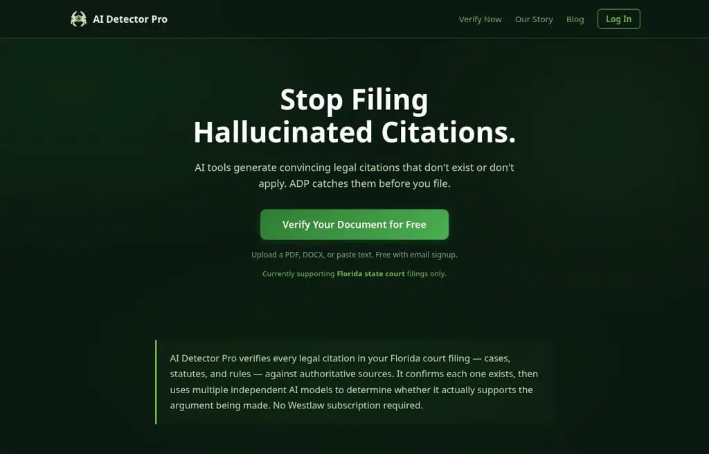 AI Detector Pro AI detector homepage screenshot