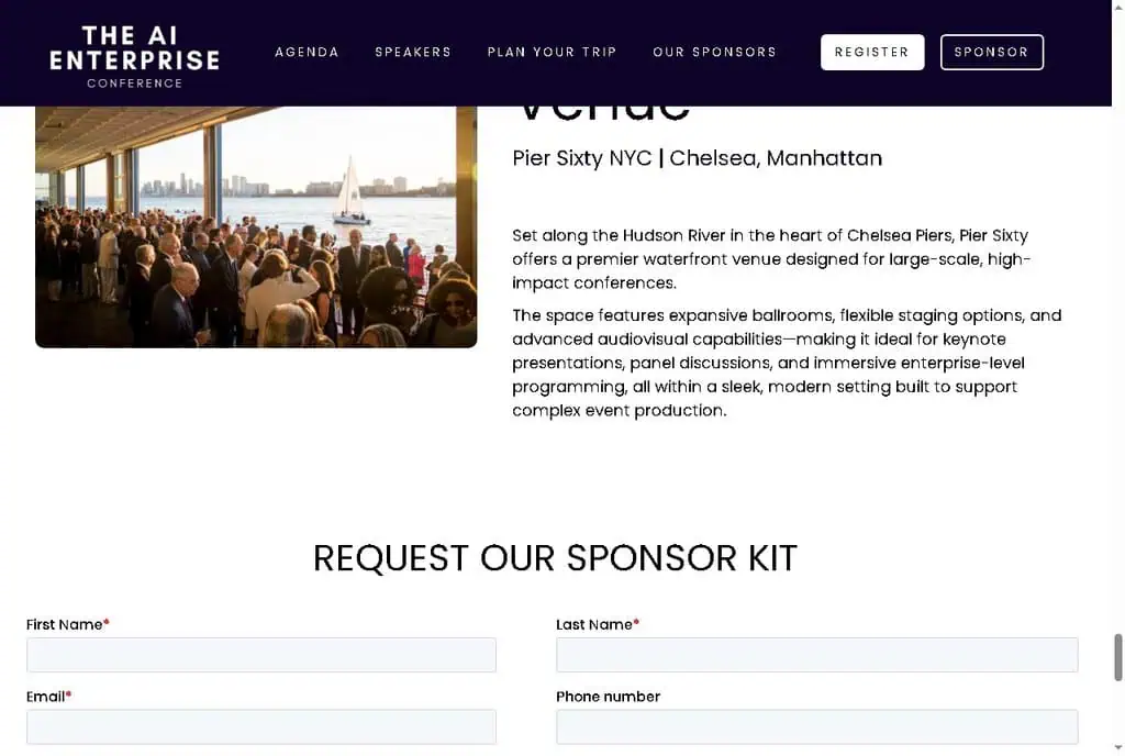 Pier Sixty NYC, the AI Enterprise Conference 2026 venue on the Hudson River at Chelsea Piers