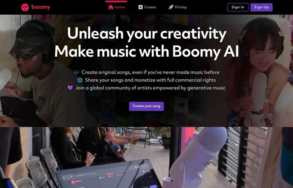 Boomy AI music creation and distribution platform
