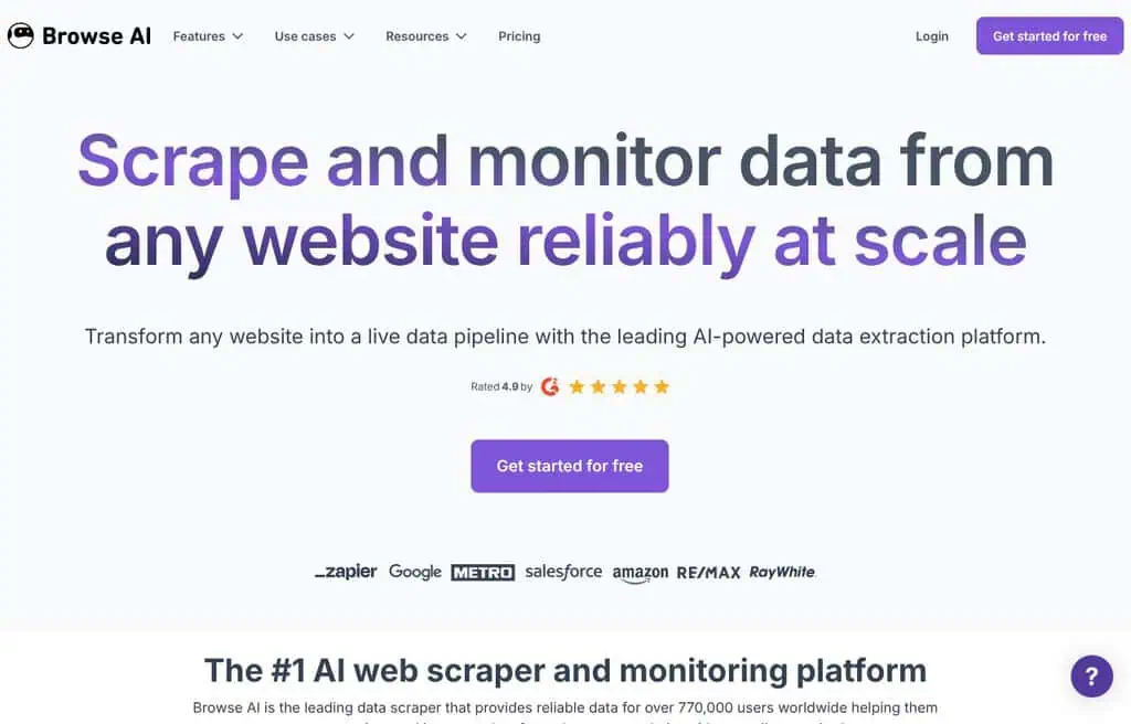 Browse AI no-code web scraping and monitoring