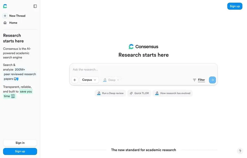 Consensus AI search across scientific papers