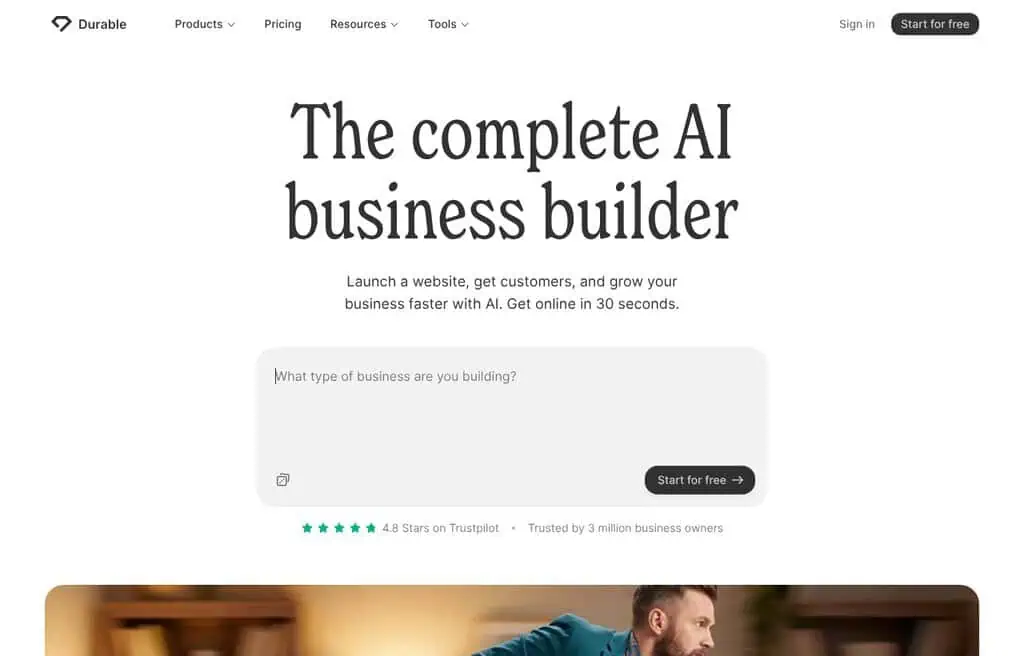 Durable AI website generator