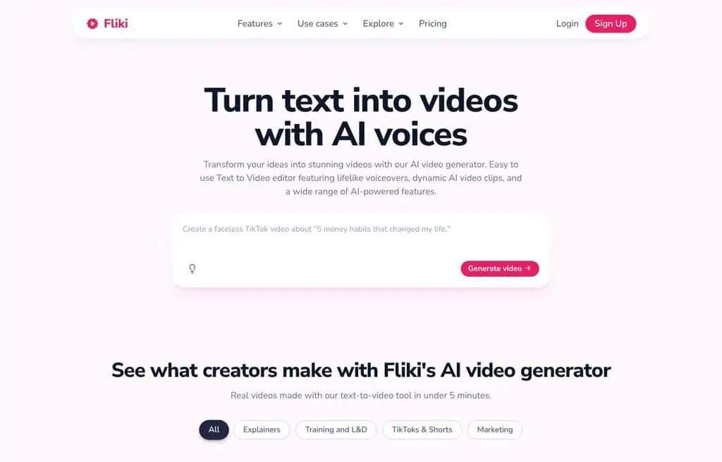 Fliki AI text-to-video generator with lifelike voiceovers