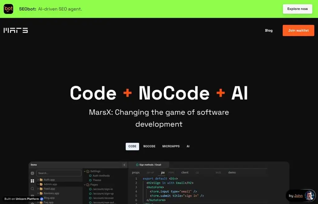 MarsX AI and no-code app development