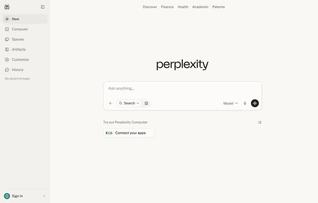 Perplexity AI answer engine with cited web sources