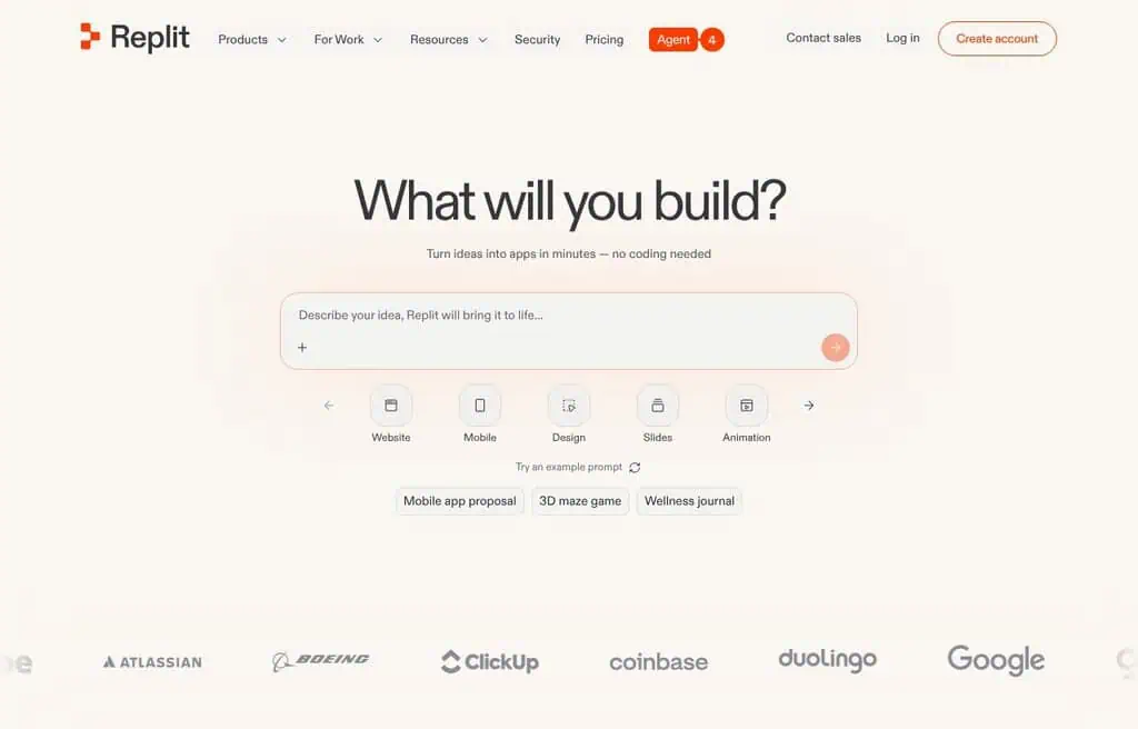 Replit browser-based coding environment with AI assistance