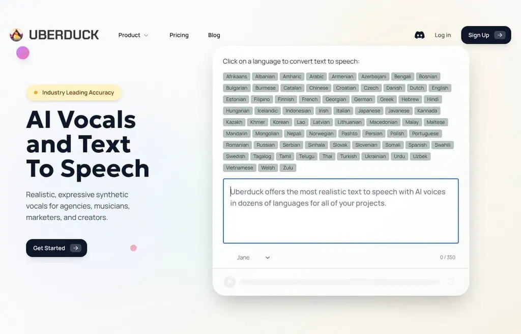 Uberduck AI voice and singing generation