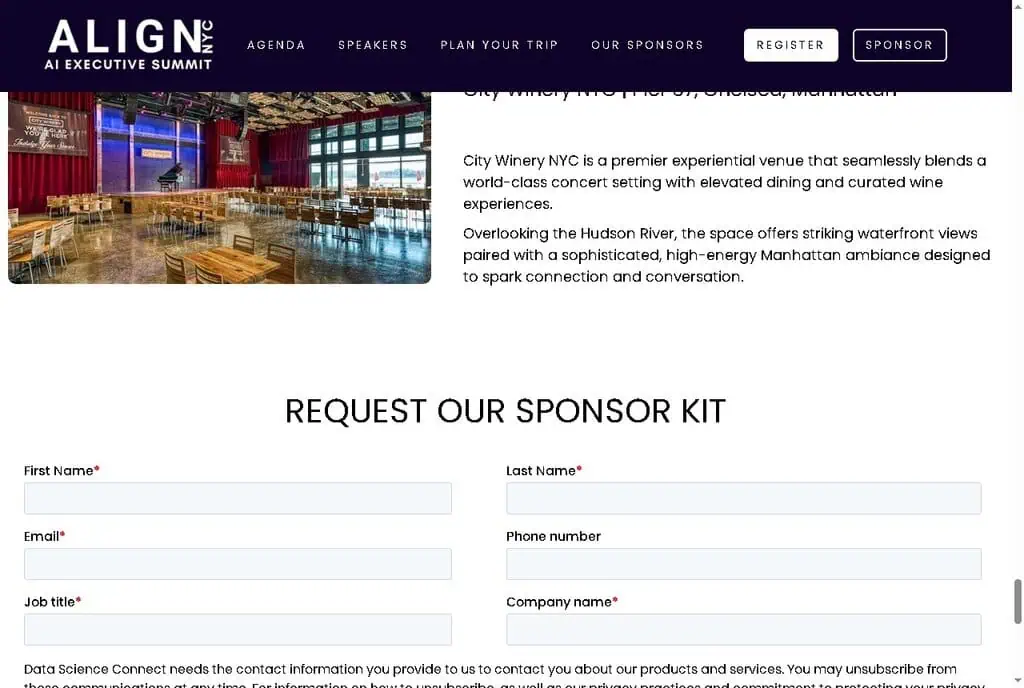 City Winery NYC at Pier 57, the ALIGN AI Executive Summit venue on the Hudson River in Chelsea