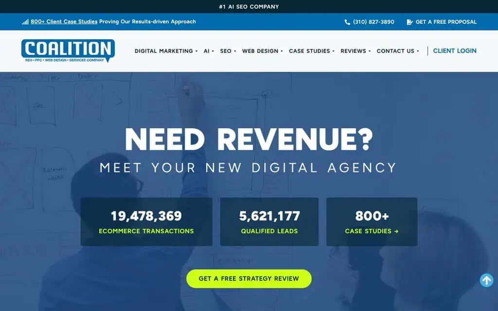Coalition Technologies homepage - AI SEO agency