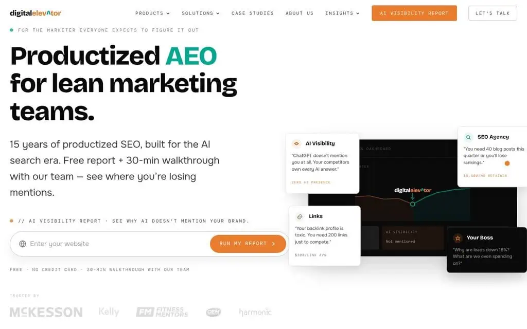 Digital Elevator homepage - AI SEO agency